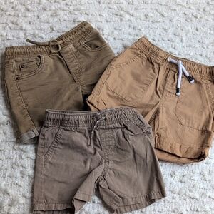 Cat & Jack 18M 2T Boys Pull On Khaki Tan Twill Shorts Set Bundle Lot